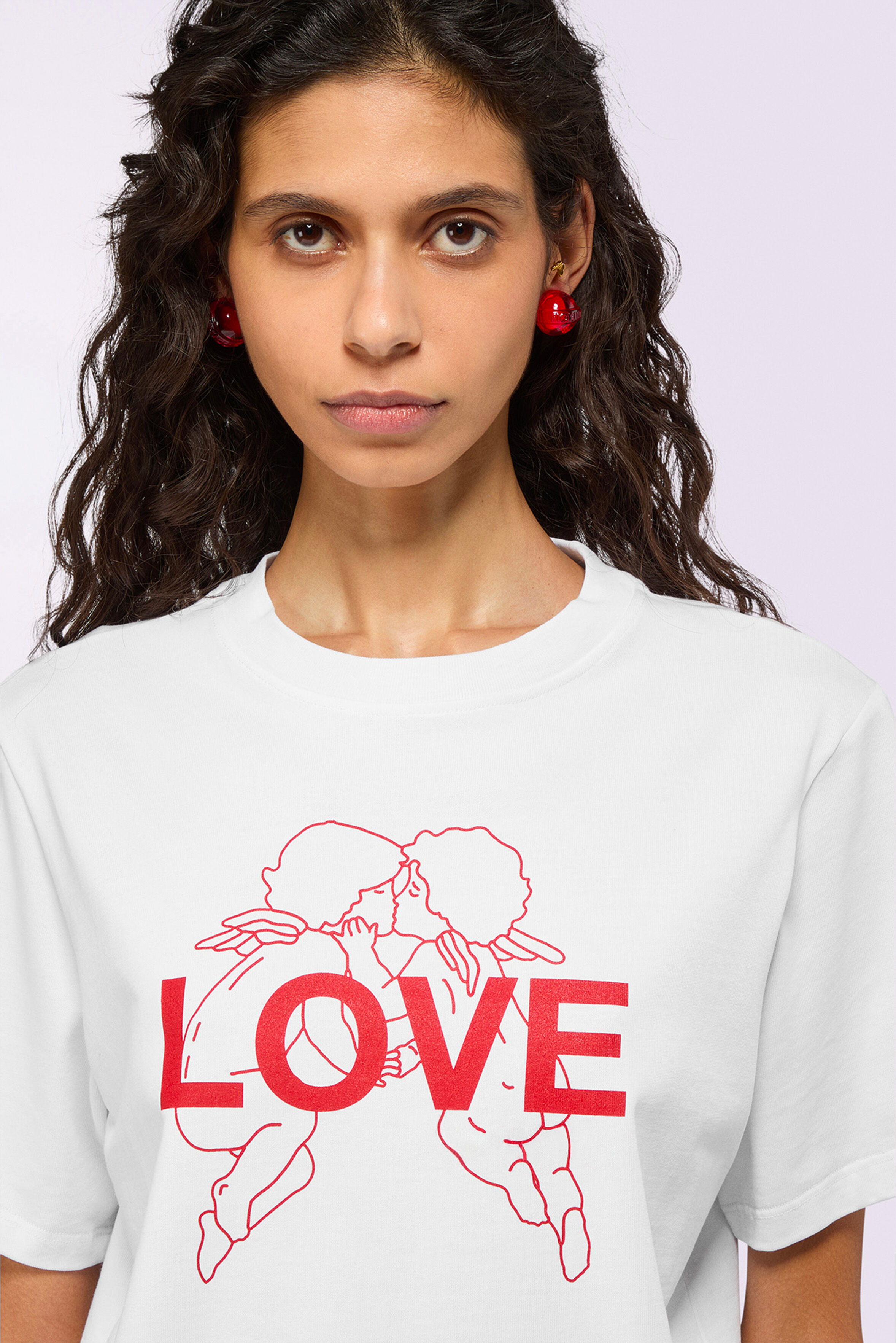 Kissing Angels Love Print Regular T-Shirt White